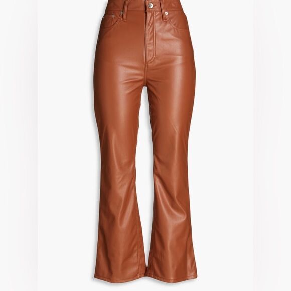 Rag & Bone Casey Cropped Faux Leather Bootcut Trousers NWT - Picture 4 of 13